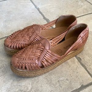 Tan Hand Made Huarache Platform Sandals